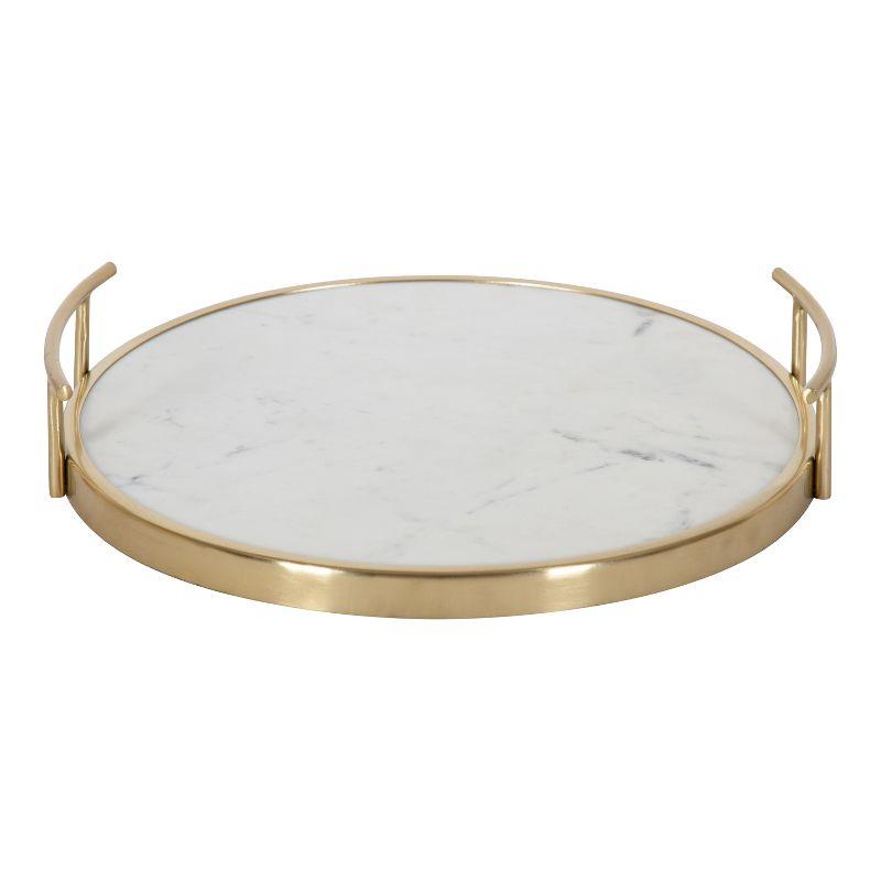 Kate and Laurel Marbury Round Metal Tray