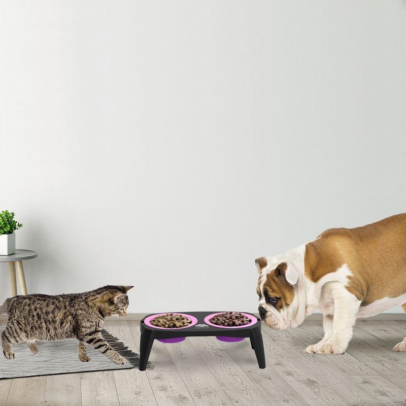 PETMAKER Raised Cat and Dog Food Bowl Stand, Pink