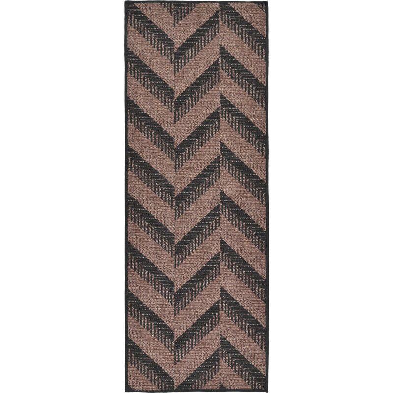 Unique Loom 2' 2 x 6' 0 Runner Brown Outdoor Modern Chevron Area Rug
