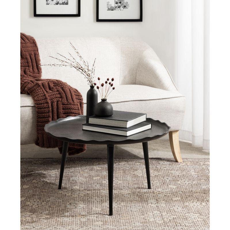 Kate and Laurel Alessia Round Metal Coffee Table, 26x26x16, Black