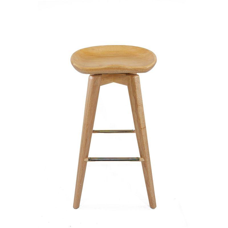 31" Bali Swivel Barstool Hardwood/Natural - Boraam: Contemporary, Backless, 300lb Capacity