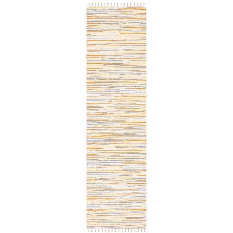 Rag Rug RAR129 Hand Woven Indoor Runner Rug - Gold/Multi - 2'3"x6' - Safavieh.