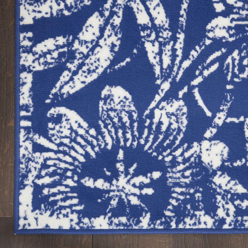 Navy Floral Charm 5' x 7' Synthetic Reversible Area Rug