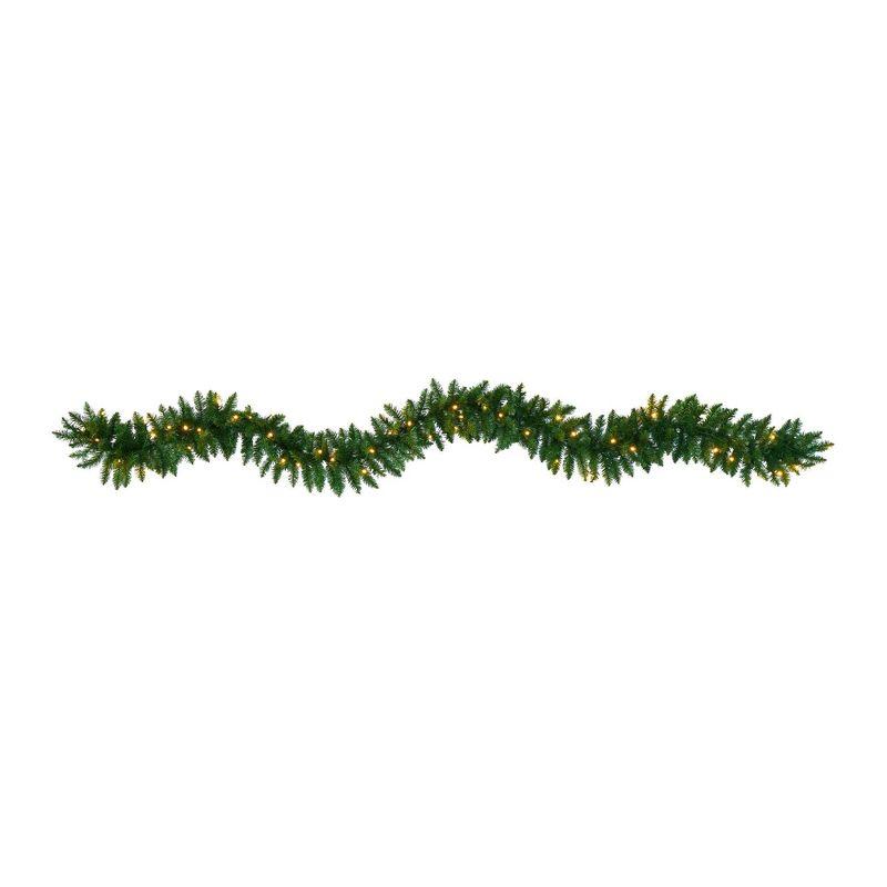 29" Artificial Pine Christmas Garland with Warm White LED Lights