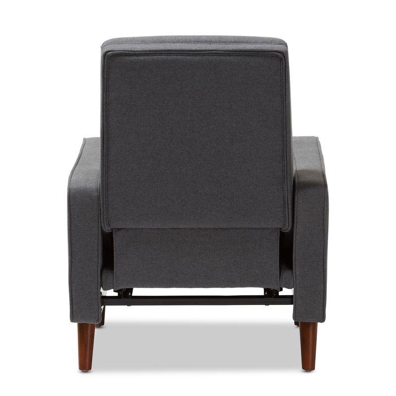 Mathias Mid Century Modern Lounge Chair - Baxton Studio: Recliner, Footrest, Walnut Legs