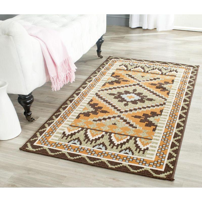 Veranda VER096 Power Loomed Indoor/Outdoor Area Rug - Green/Terracotta - 4'x5'7" - Safavieh