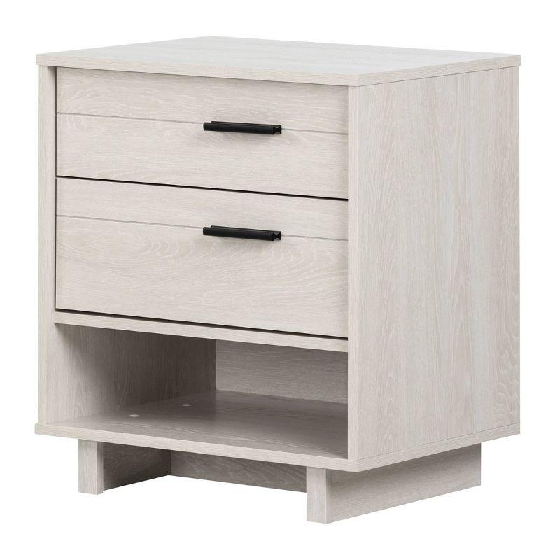 Winter Oak 1-Drawer Nightstand with Cord Catcher and Charging Station