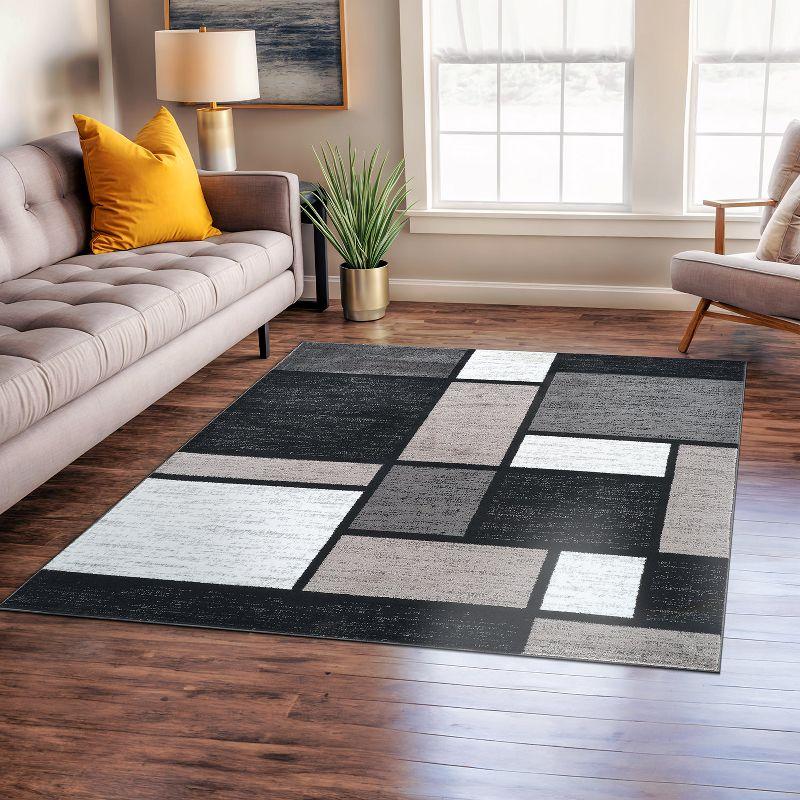 World Rug Gallery Contemporary Modern Boxed Color Block Area Rug