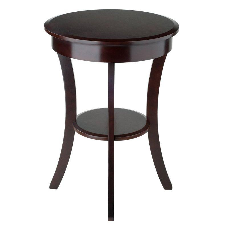 Sasha Transitional Round Wood Accent Table with Storage - Cappuccino