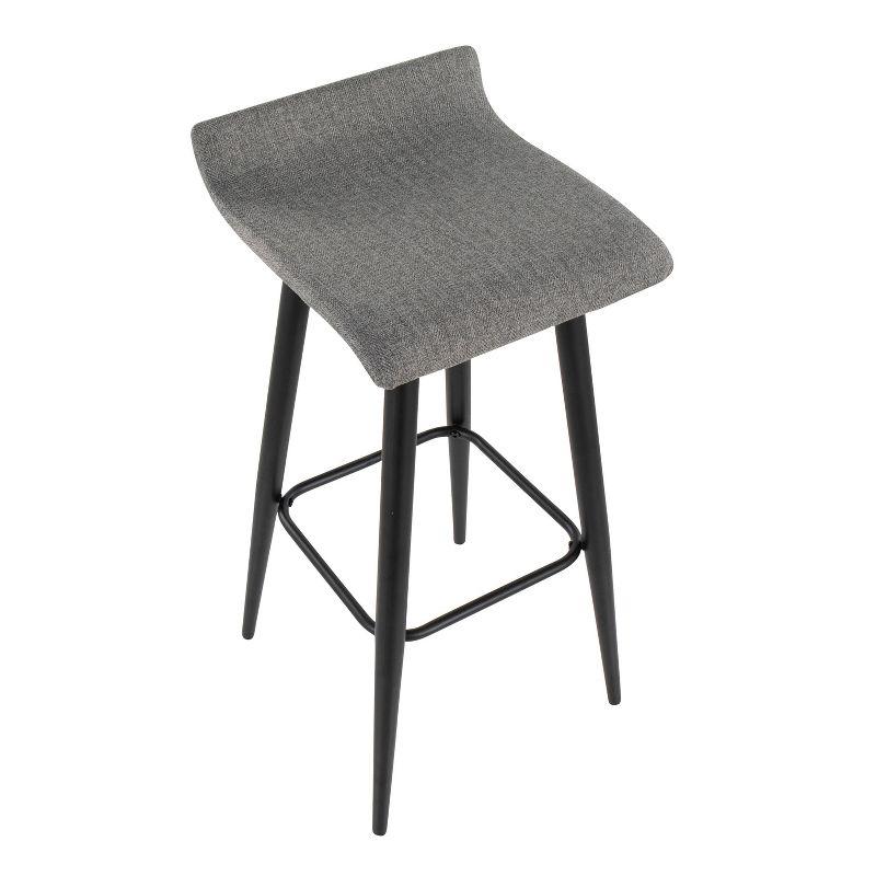 Set of 2 Ale Polyester/Steel Barstool Black/Gray - LumiSource: Modern Design, Herringbone Pattern, 29" Fixed Height