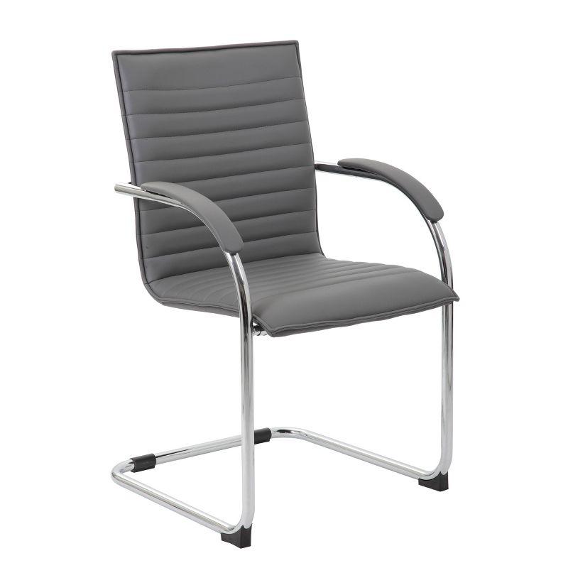 Luxurious Gray Vinyl and Chrome Frame Side Chair Set of 2