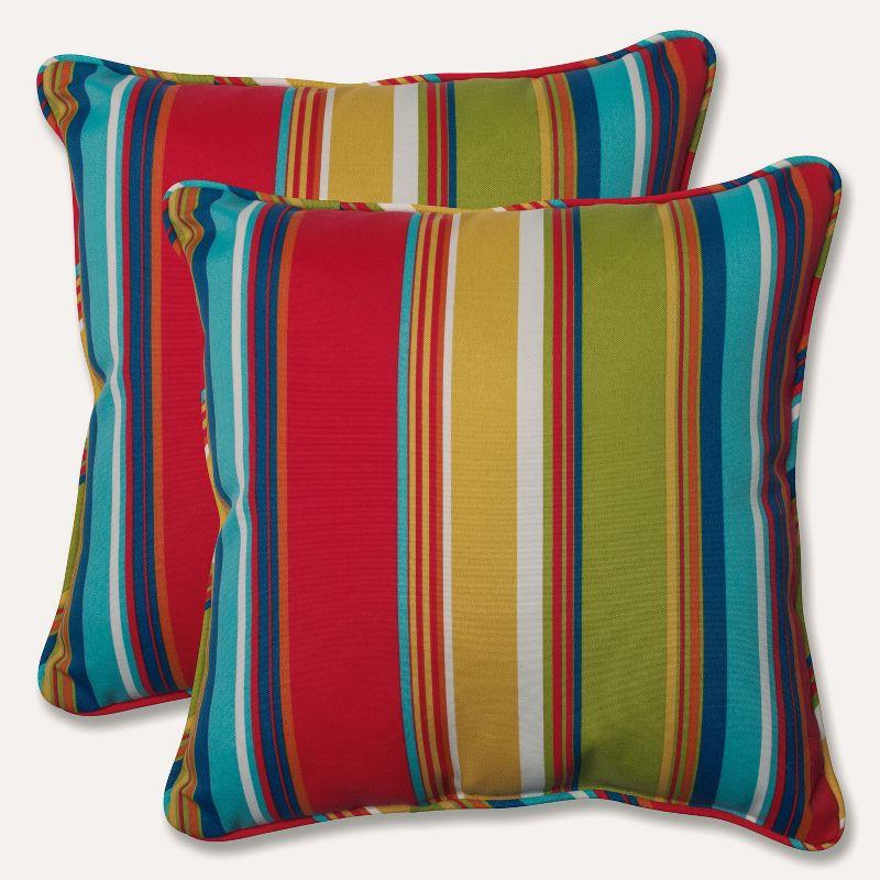 Westport Multicolor Striped Outdoor Square Throw Pillow Set