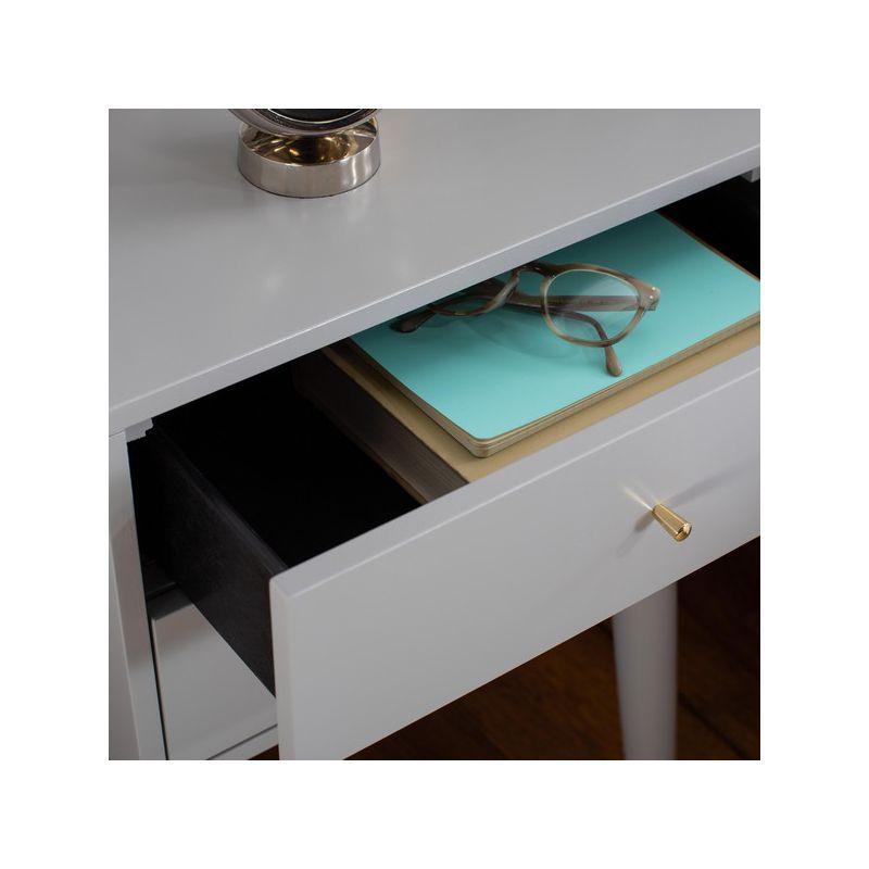 Retro Grey and Gold 2-Drawer 26" Nightstand with Metallic Accents