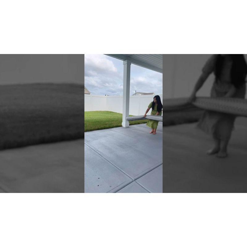 5' x 8' Chevron Modern Concentric Squares Indoor/Outdoor Area Rug, Black/Light Gray - JONATHAN Y