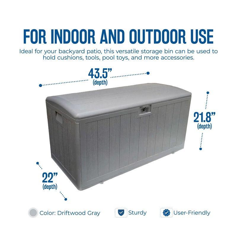 Plastic Development Group 73 Gallon Weather-Resistant Resin Outdoor Storage Deck Box with Slide and Snap Assembly, Driftwood