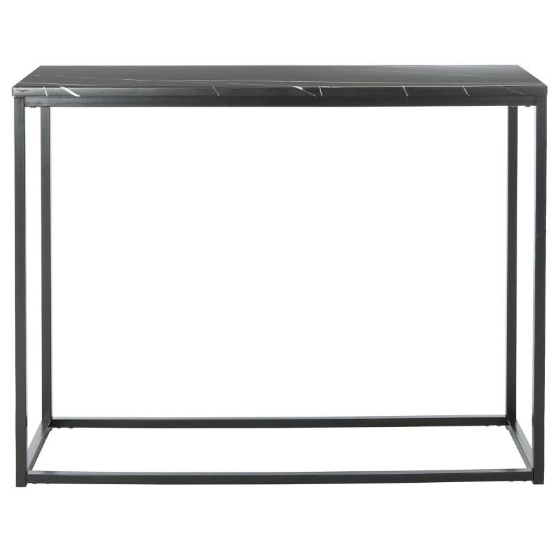 Transitional Black Marble & Metal Console Table - 39" Rectangular