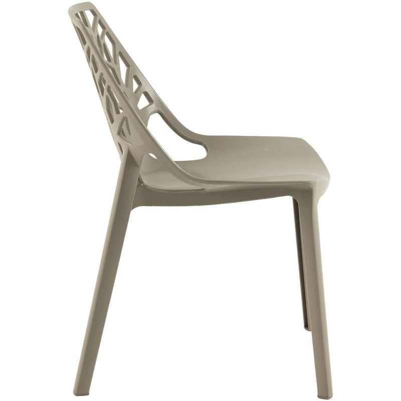 LeisureMod Cornelia Modern Plastic Dining Chair with Cut-Out Tree Design