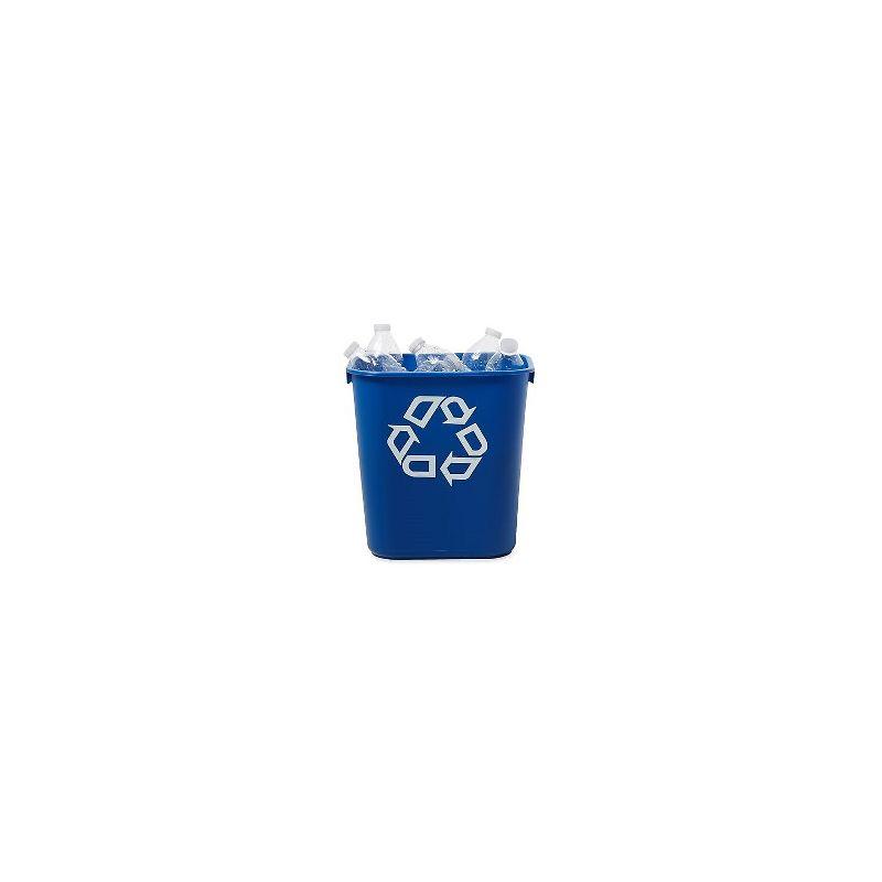 Rubbermaid Commercial Small Deskside Recycling Container Rectangular Plastic 13.625qt Blue 295573BE