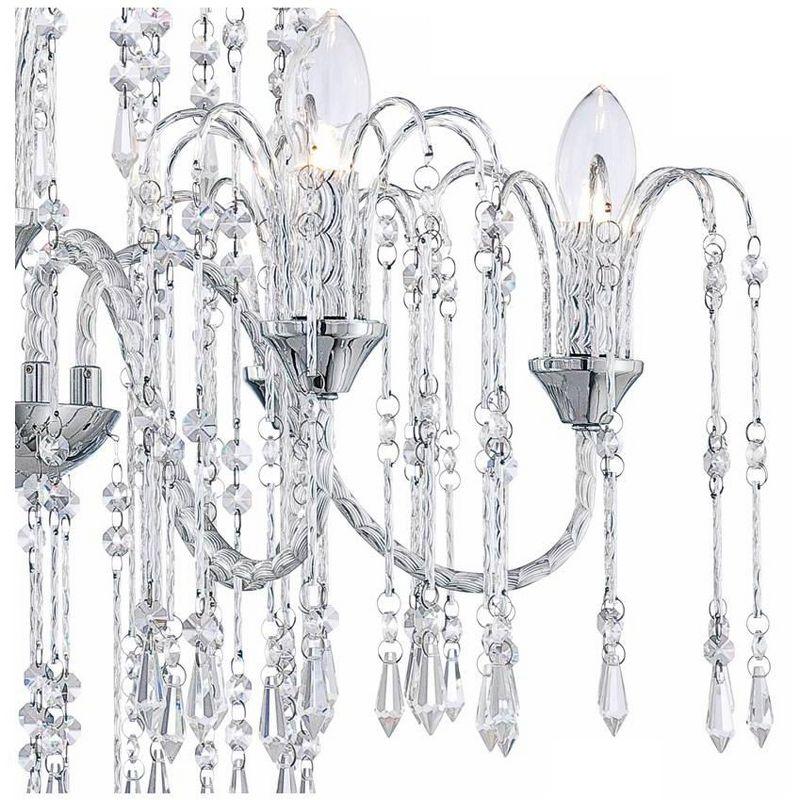 Vienna Full Spectrum Crystal Rain Chrome Chandelier 29" Wide Modern Curved Arm 6-Light Fixture for Dining Room House Kitchen Island Entryway Bedroom