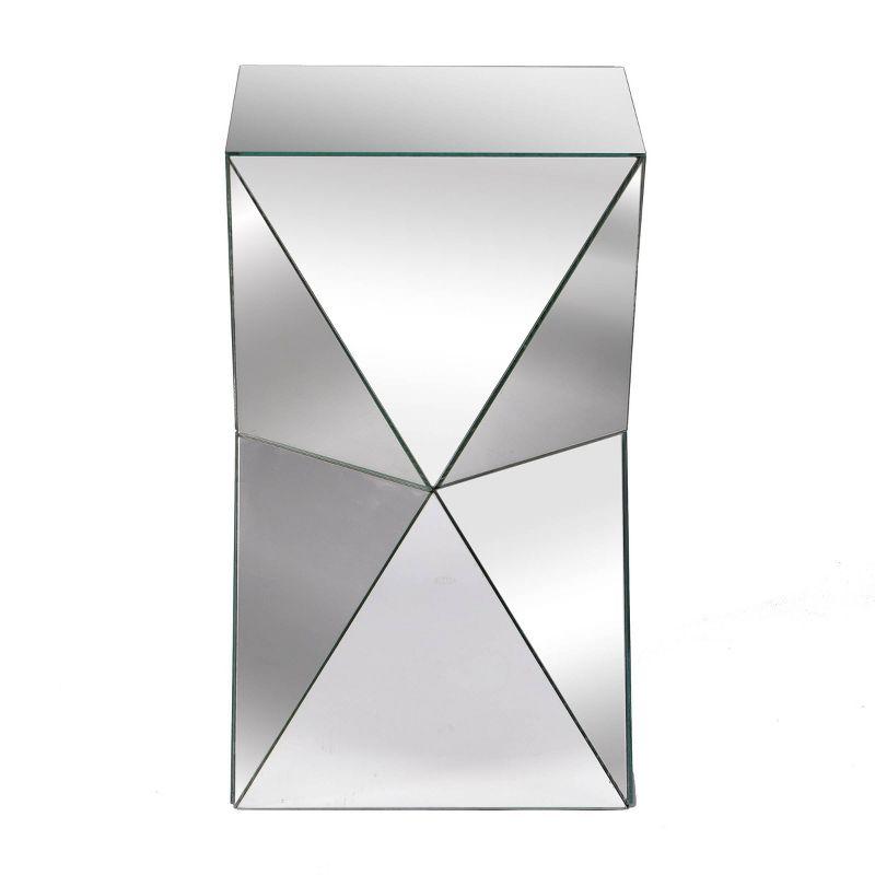 Mirrored Pedestal Table Silver - Stylecraft: Elegant Accent Nightstand, Non-Toxic MDF Frame