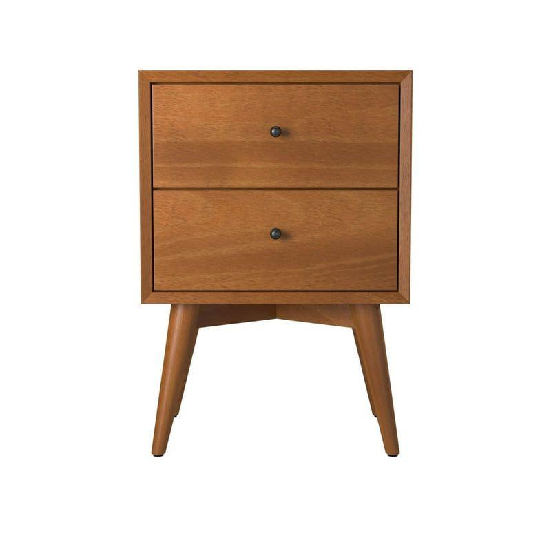 Flynn Acorn Brown Mahogany 2-Drawer Nightstand, 18"W x 15"D x 26"H