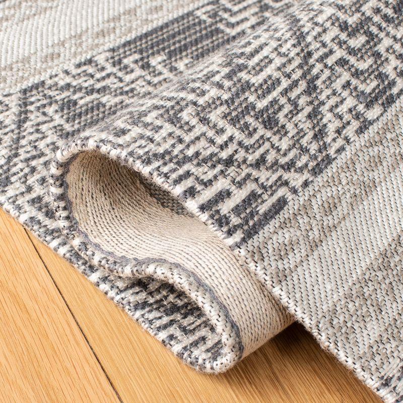 Reversible Gray Synthetic Flat Woven Rug 6' x 9'