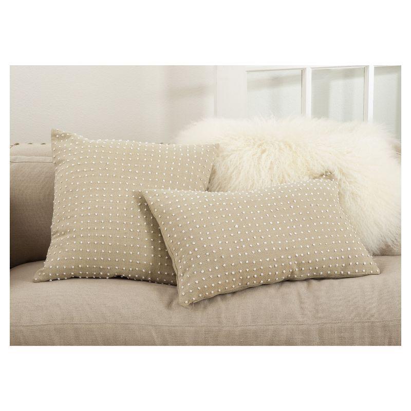 Saro Leilani Collection Polka Dots Cotton Reversible Throw Pillow