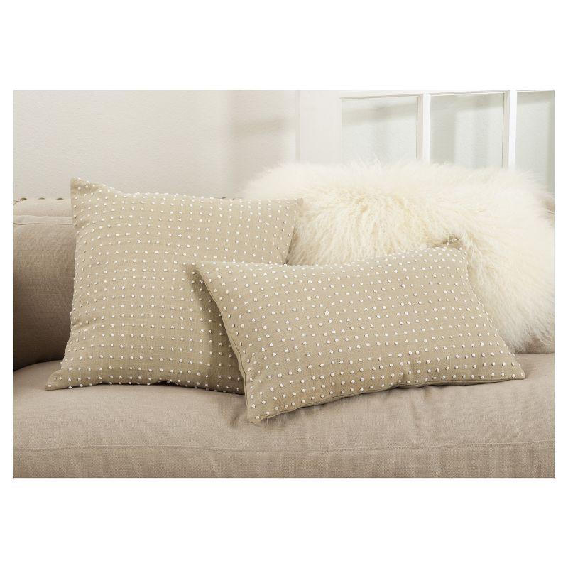 Leilani French Knot Design Throw Pillow Natural - Saro Lifestyle