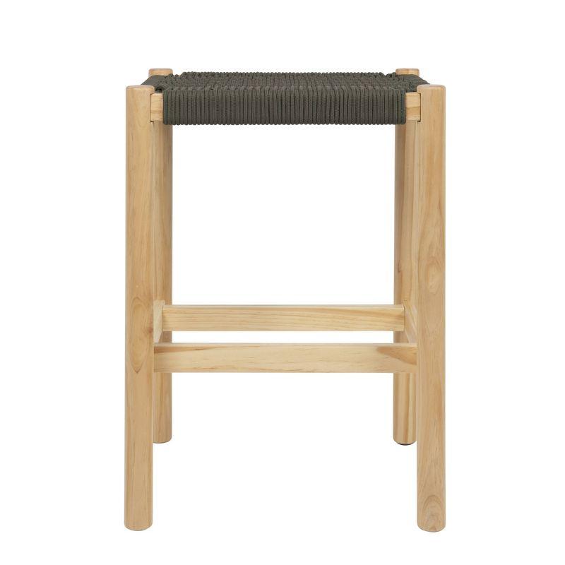 Storied Home Fernway Solid Wood and Woven Rope Counter Height Barstool