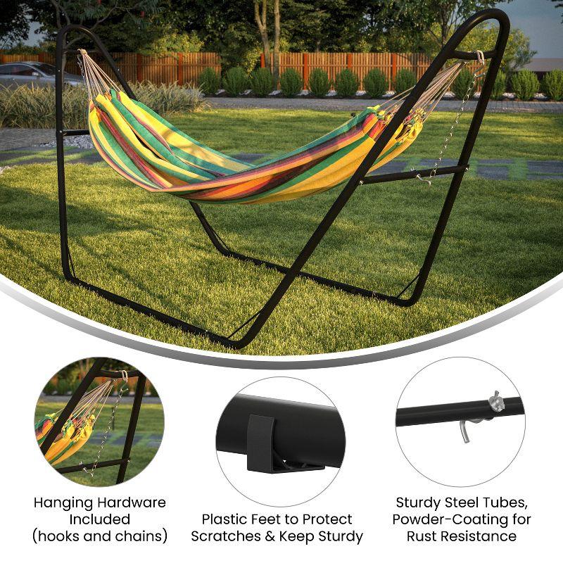 Flash Furniture All-Weather Heavy Duty Steel Hammock Stand for Hammocks 9-14 Feet Long - Black