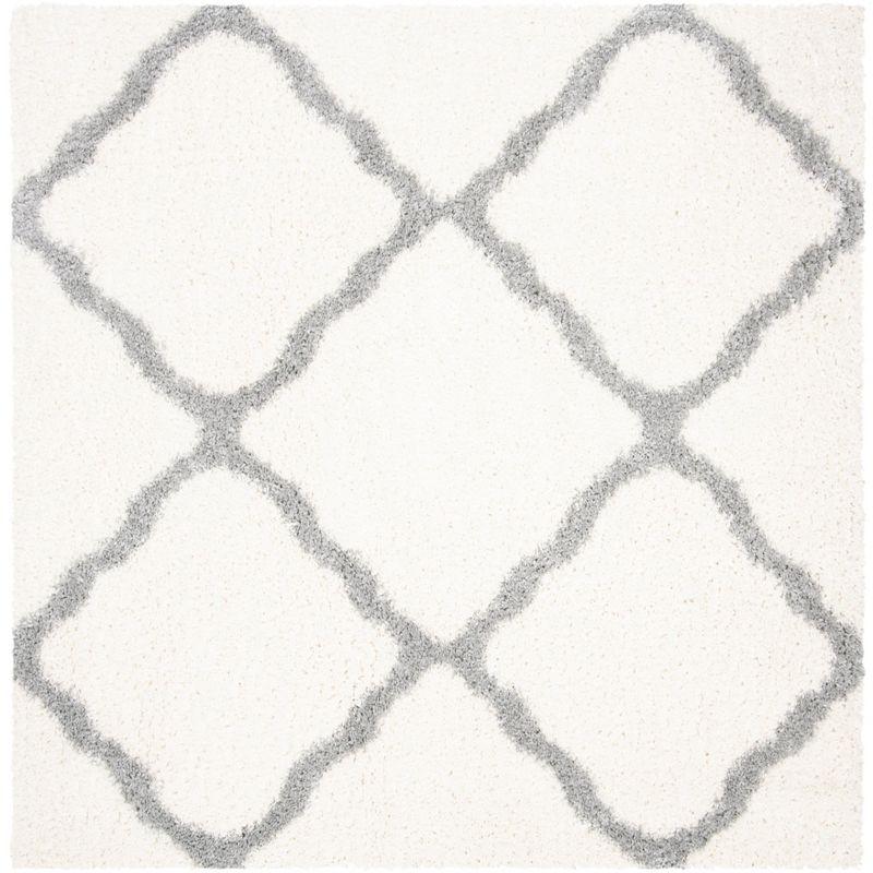 Parma Shag PMA521 Power Loomed Indoor Area Rug - 6'7"x6'7" - Cream/Grey - Safavieh