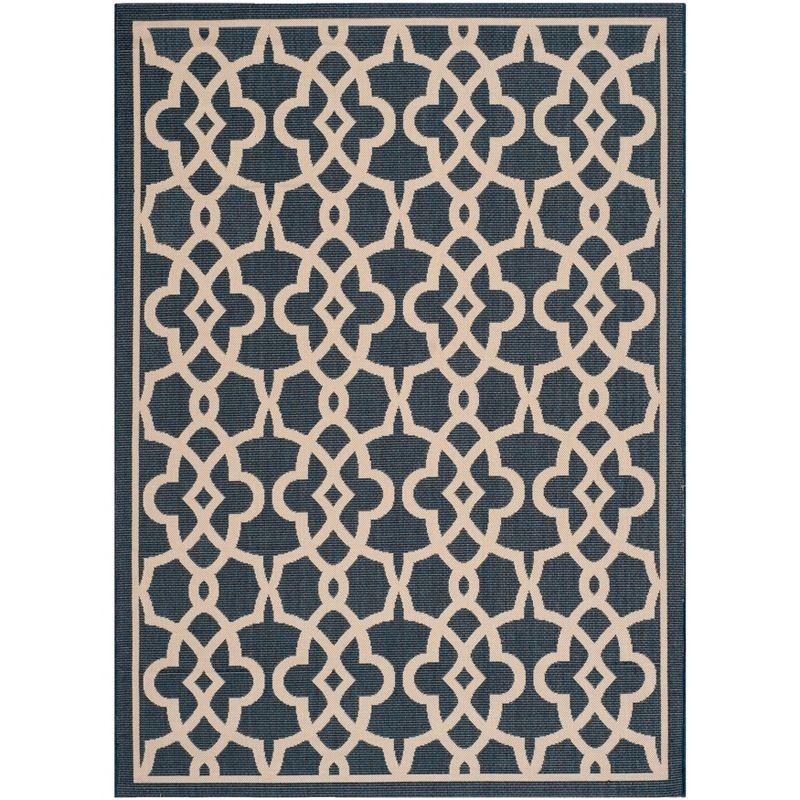 Courtyard CY6071 Power Loomed Indoor and Outdoor Area Rug - Navy/Beige - 5'3"x7'7" - Safavieh