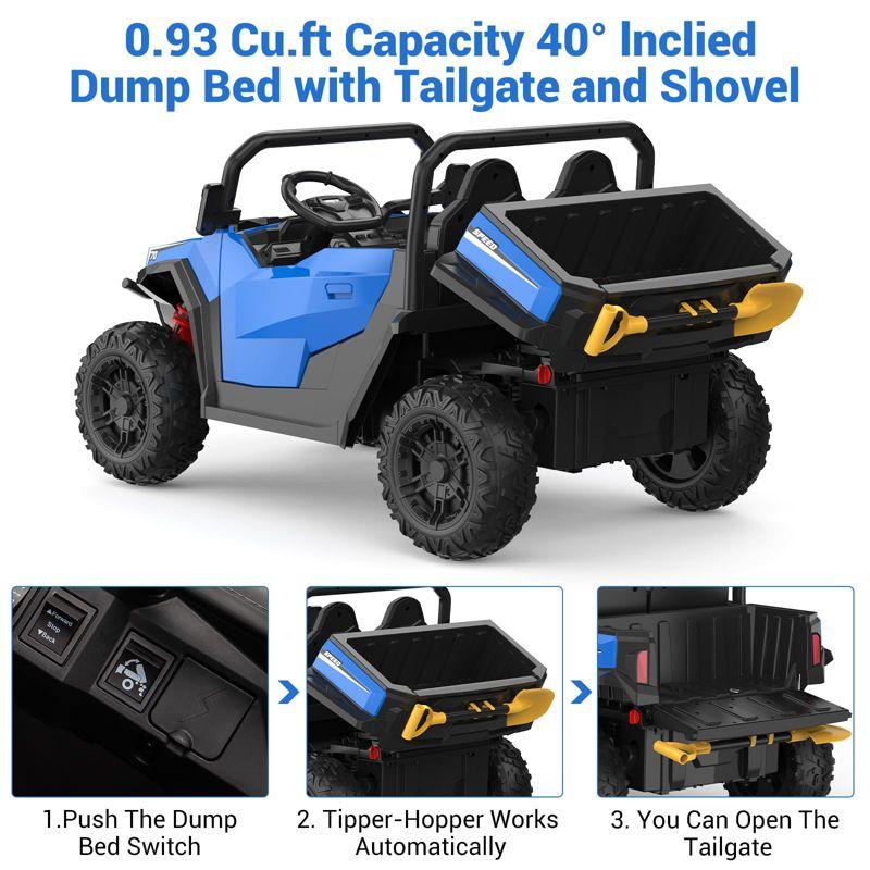 Ride On Dump Truck, 24V Ride On Car with Remote Control, Electric Dump Bed and Extra Shovel