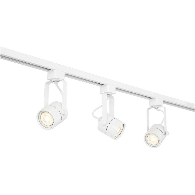 Pro Track Layna 3-Head LED Ceiling or Wall Track Light Fixture Kit Linear Bullet Spot Light GU10 Dimmable White Metal Modern Kitchen Bathroom 44" Wide