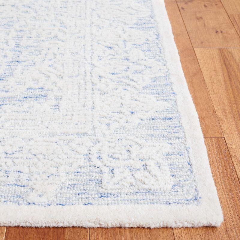 Blue Ivory Handmade Tufted Wool 8' x 10' Area Rug