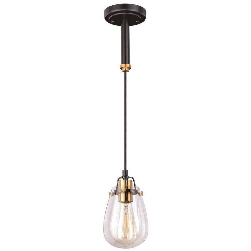 Kassidy 16'' Black and Brass Vintage Mini Pendant with Clear Glass