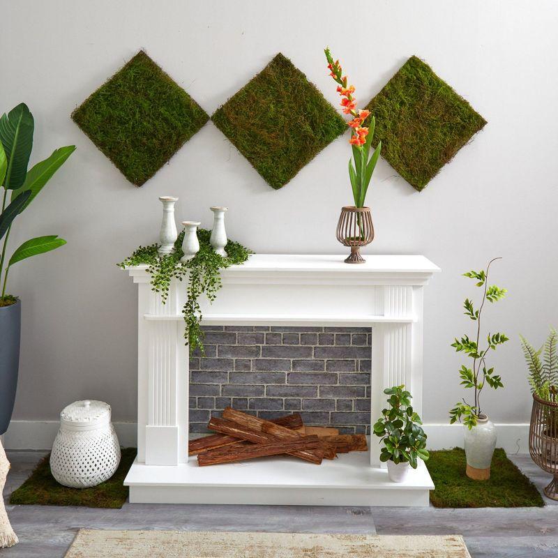 Elevated Serene Moss 20" Square Framed Artificial Wall Art