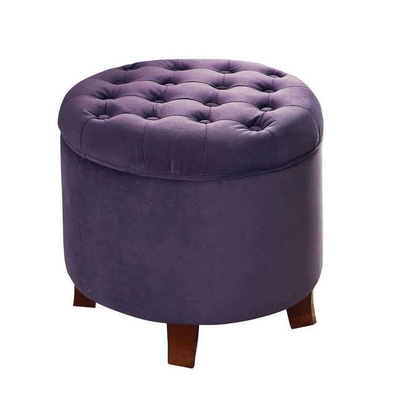 Large Round Button Tufted Storage Ottoman - HomePop