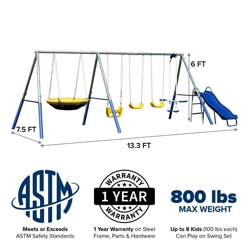 Sportspower Swing and Play Galvanized Metal with 2 Standing Kids' Roman Glider Saucer Swing Set