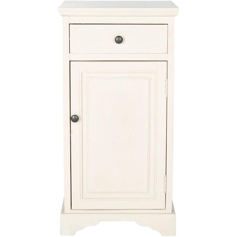 Transitional Hector White Pine Slim Storage Cabinet with Drawer