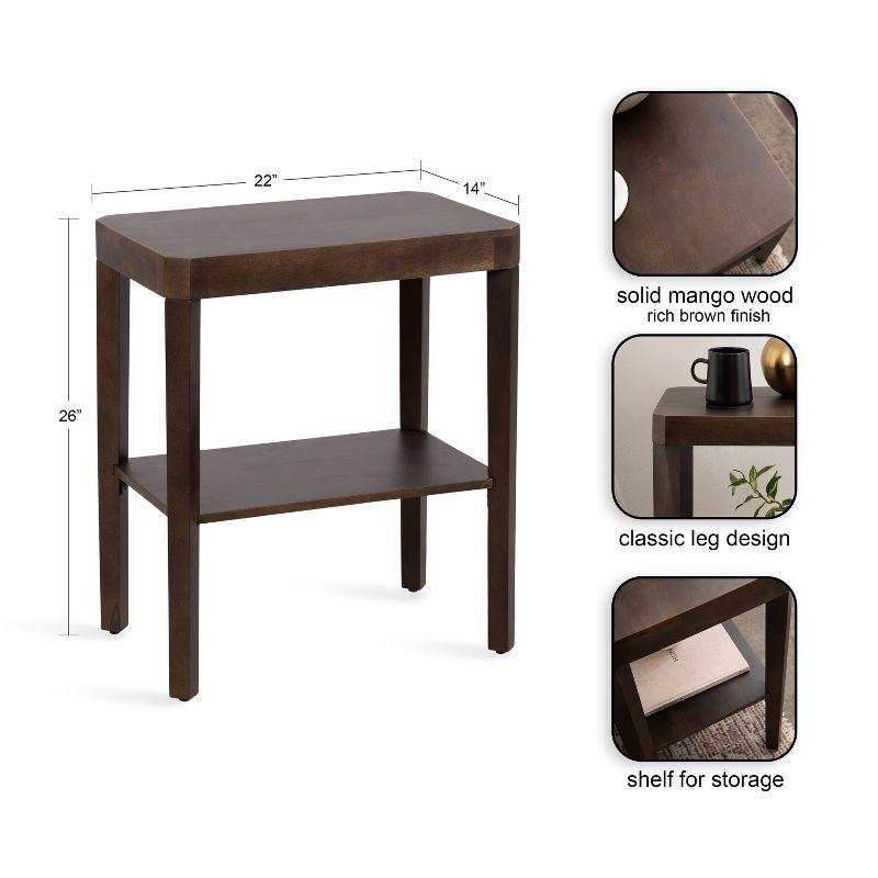 Kate and Laurel Talcott Wood Side Table, 22x14x26, Mocha