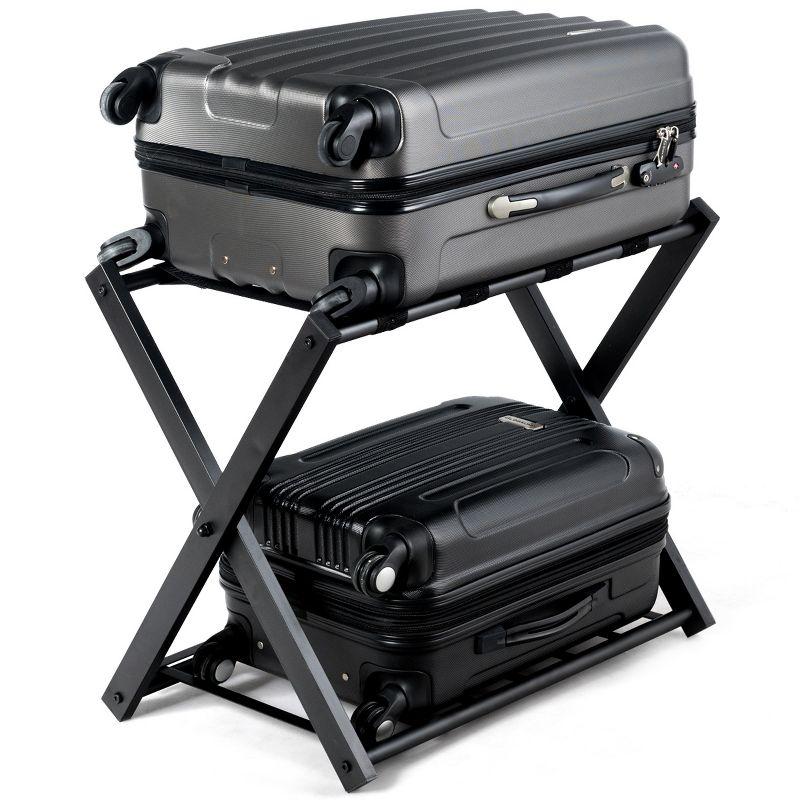 Folding Luggage Rack with Shelf Travel Suitcase