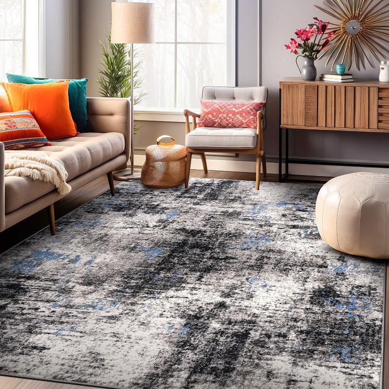 Adare Blue and Gray Abstract 5' x 7' Synthetic Area Rug