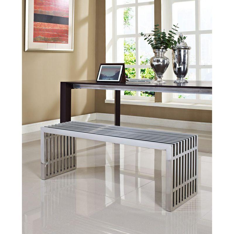 Gridiron Medium Stainless Steel Bench Silver - Modway: No Assembly, 495lb Capacity, 46.5" Width