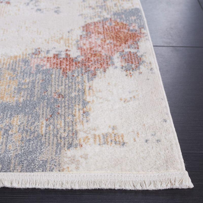 Ivory and Grey Flat Woven Synthetic Runner Rug