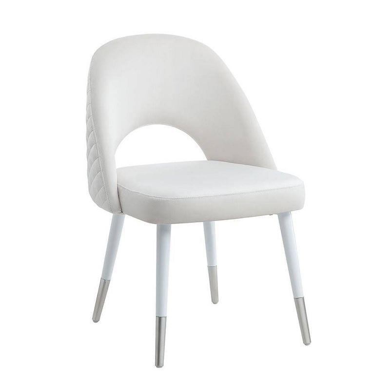 21" Zemirah Accent Chair White Velvet/White Gloss Finish - Acme Furniture: Elegant Armless Design, Metal Frame, No Assembly Required