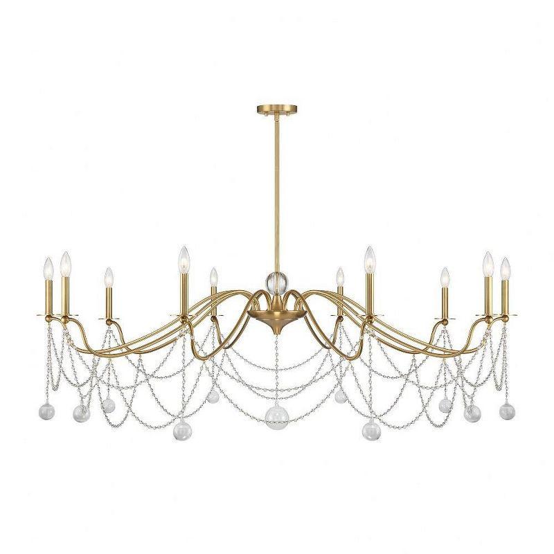 Mariposa Warm Brass 10-Light Chandelier with Crystal Beads