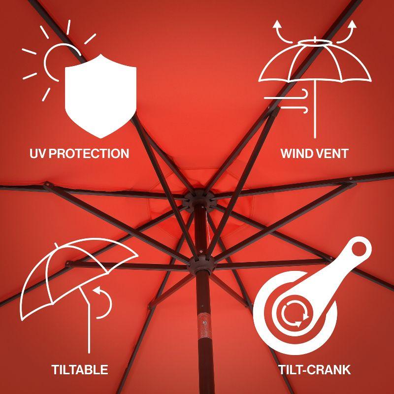 Red Barrel Studio® Beeliar 9 ft. Classic Scalloped Fringe Market Patio Umbrella with Auto-Tilt, Crank, and UV Protection