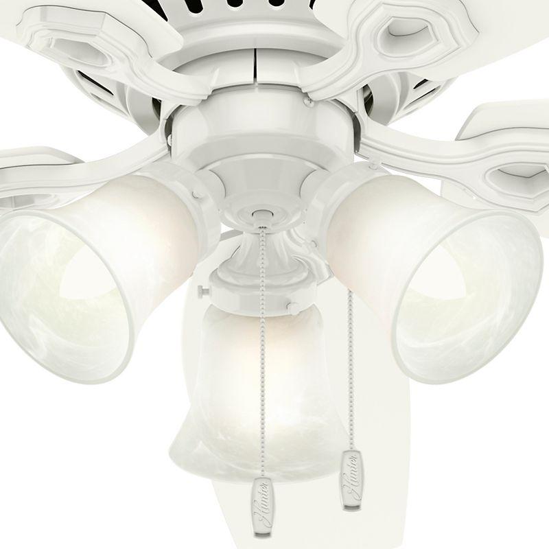 52" Snow White Low Profile Ceiling Fan with LED Chandelier Lighting