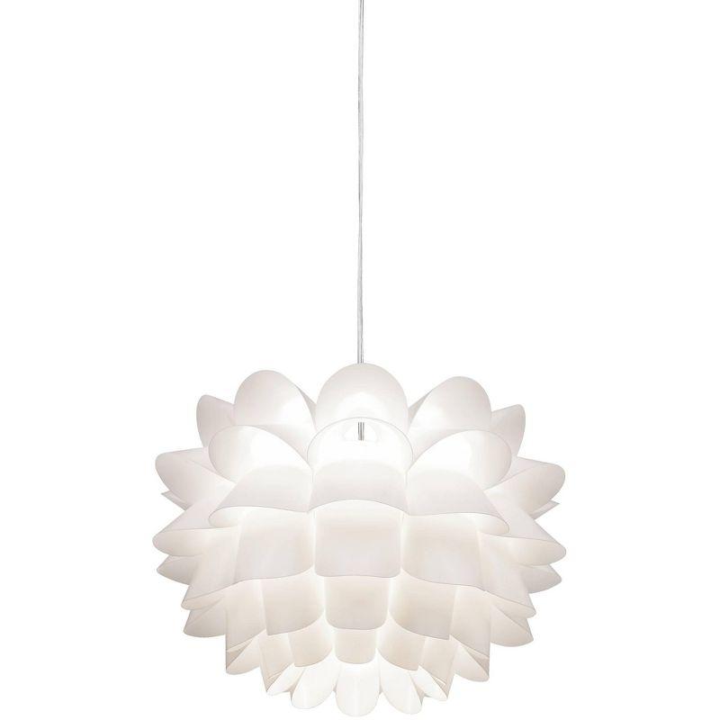 Possini Euro Design White Flower Pendant 19 1/2" Wide Modern Blooming Curved Petals for Dining Room Living House Home Foyer Kitchen Island Entryway